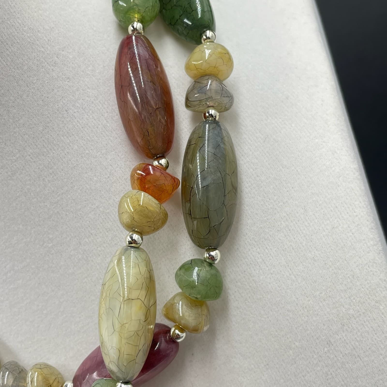 Multicolor Stone Bead Necklace Earthy Boho Gemstone-Style Long Statement - Thumbnail 4