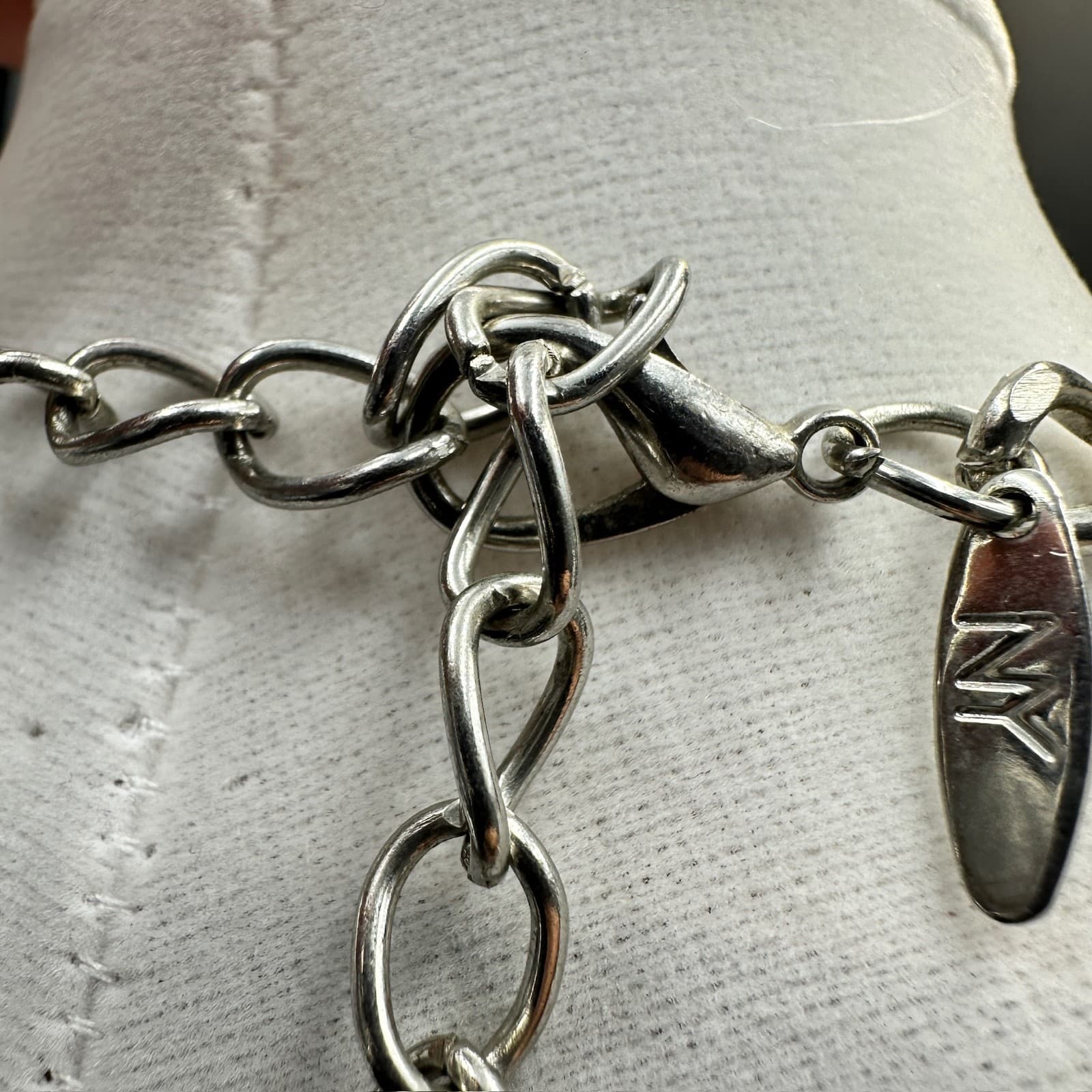 NY Silver Hammered Hoop Cluster Necklace Chunky Glam Statement Bib Jewelry 21in - Thumbnail 7