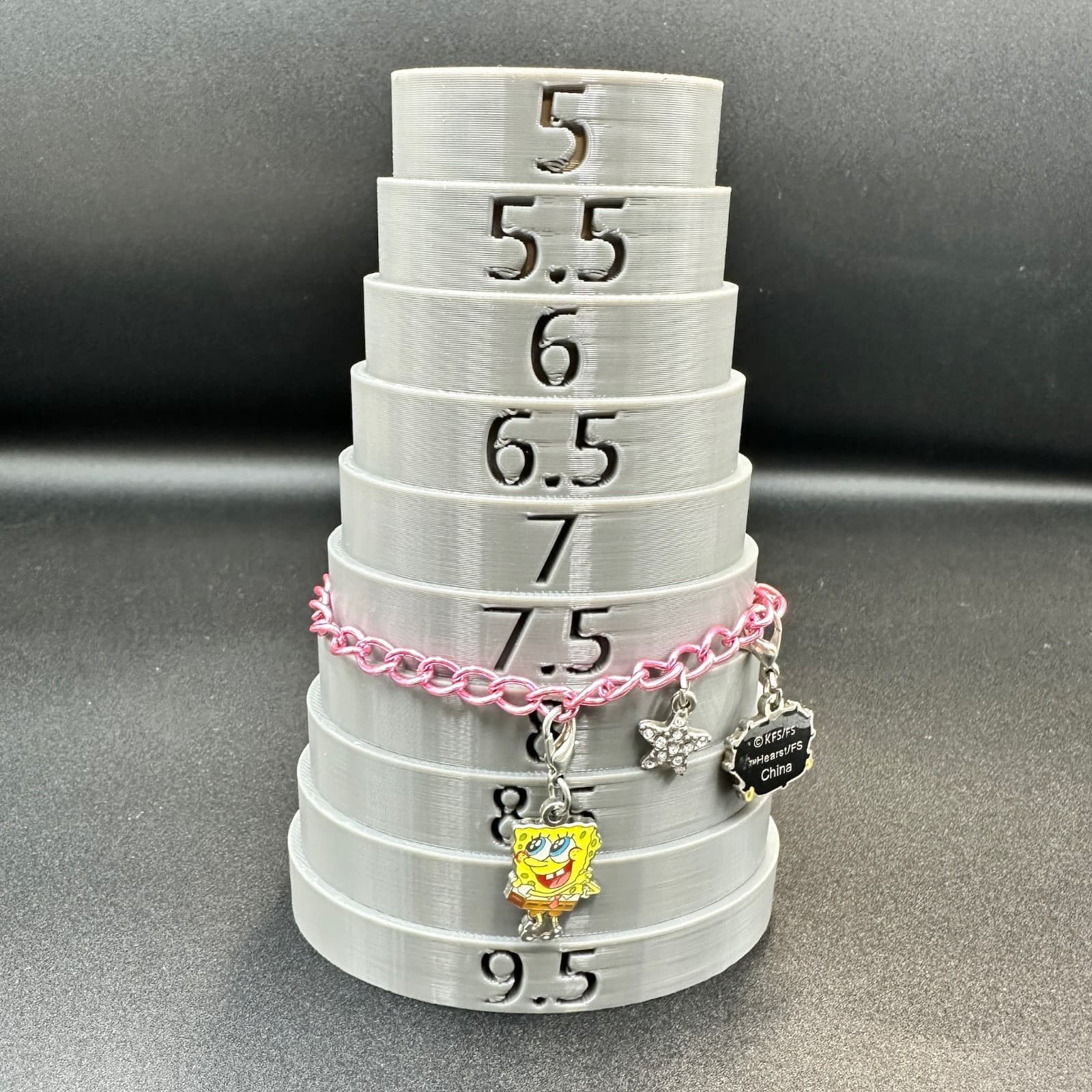 Pink Chain Charm Bracelet w/ SpongeBob & Rhinestone Star – Cute Cartoon Y2K Jewe - Thumbnail 5