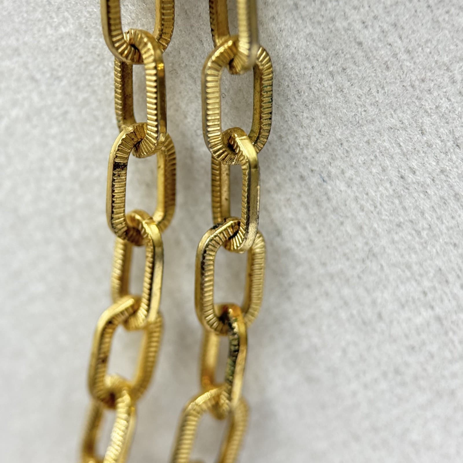 Vintage Gold Tone Elongated Link Chain Necklace Triple Strand Minimalist - Thumbnail 9