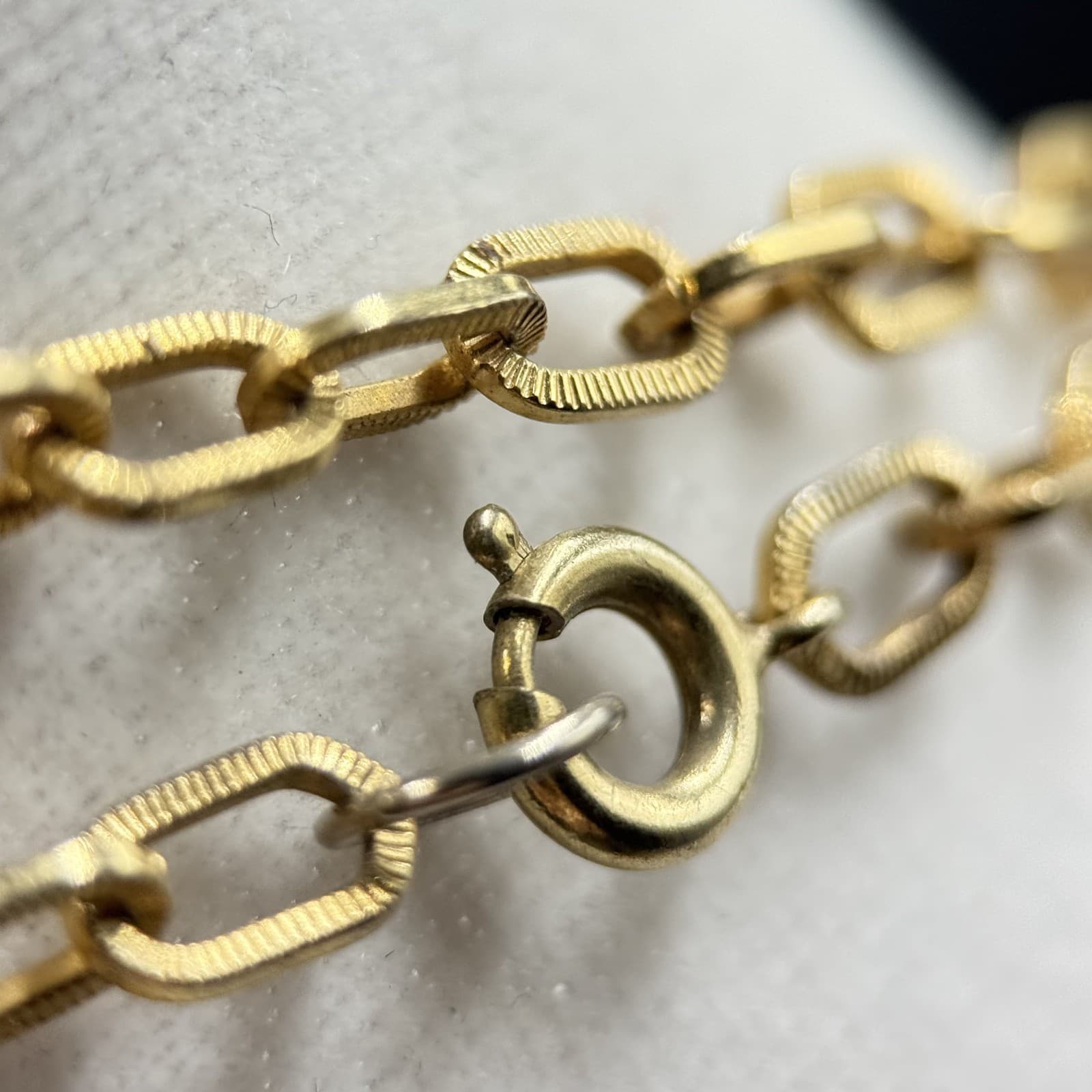 Vintage Gold Tone Elongated Link Chain Necklace Triple Strand Minimalist - Thumbnail 11