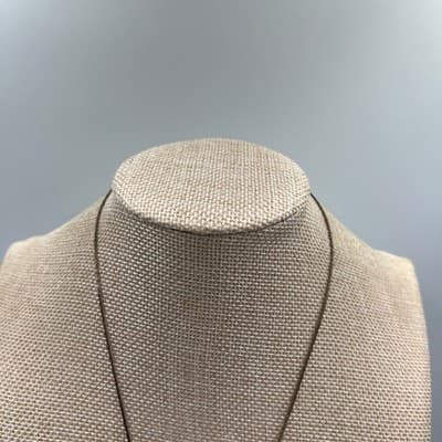 Vintage Silver Tone Ornate Floral Metal Filigree Plastic Pendant Necklace Boho - Thumbnail 3