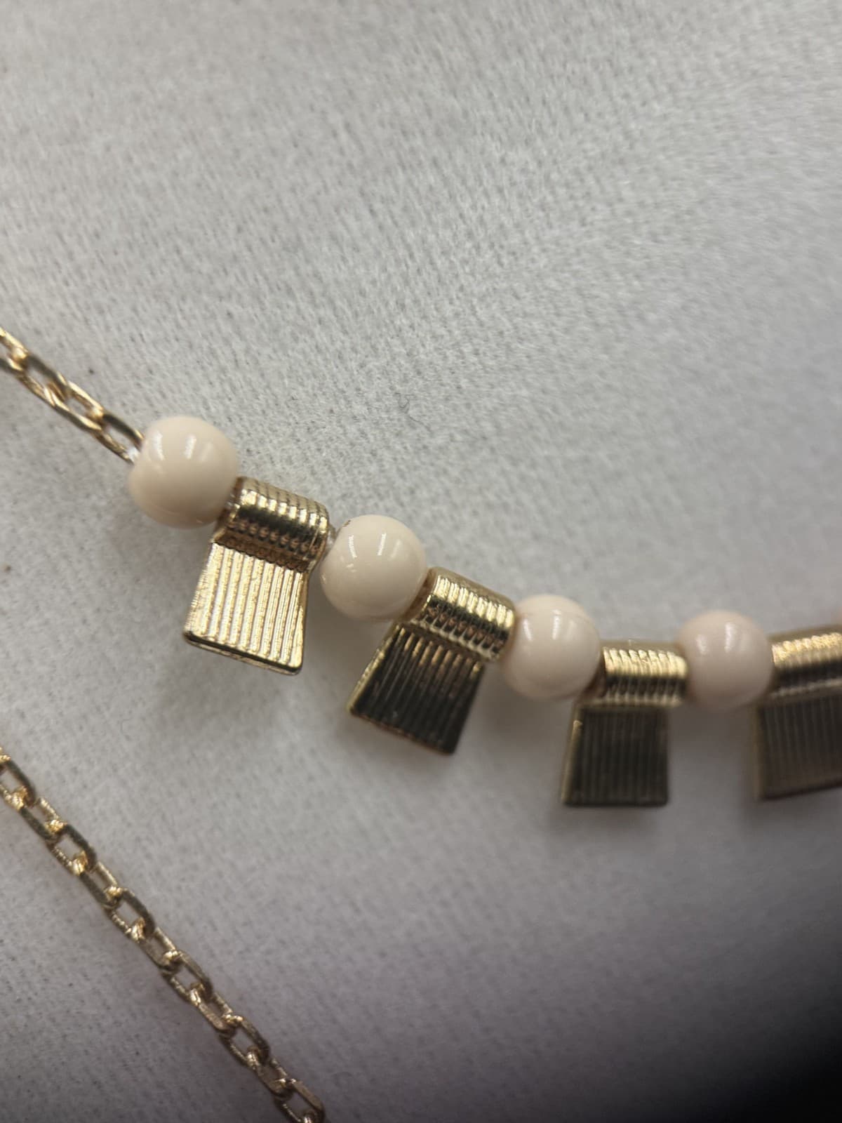 Vintage Gold Tone Cube & Black Bar Bead Necklace Long Layered Modernist - Thumbnail 8