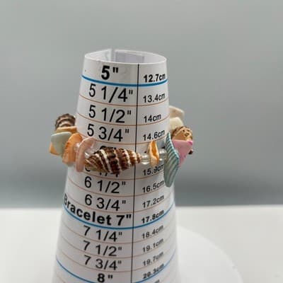 VTG Coastal Seashell Bracelet with Faux Pearl Beads – Multicolor Beach Jewelry - Thumbnail 8
