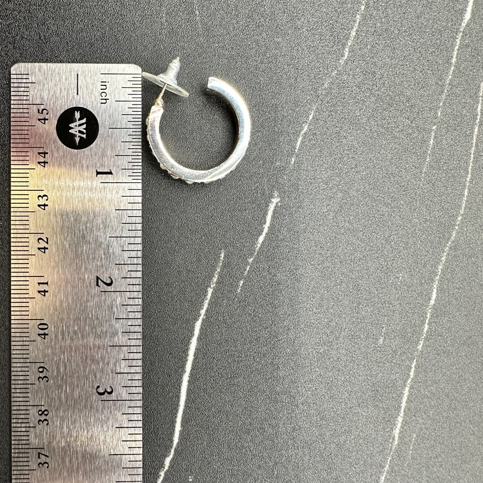 Vintage Rhinestone Crystal Hoop Earrings Silver Tone Classic Round Post Style - Thumbnail 4