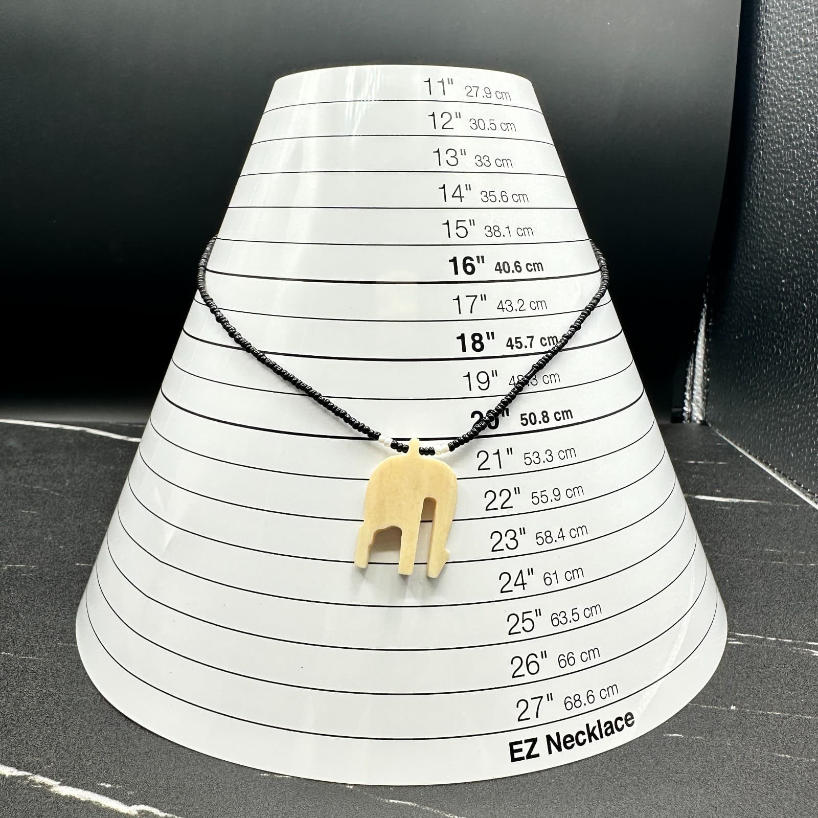 Vintage 90s Black Beaded Elephant Pendant Necklace Minimalist Women's Jewelry - Thumbnail 8