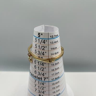 Vintage Gold Tone Hinged Bangle Bracelet w/ Rhinestone Charm Minimalist Classic - Thumbnail 4