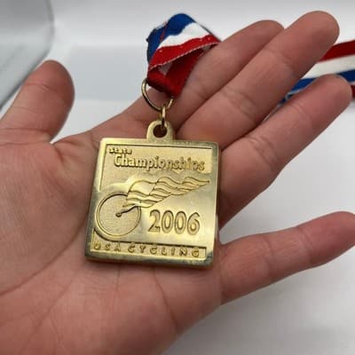2006 USA Cycling State Championships Medal Gold Tone Winged Wheel Ribbon Trophy - Thumbnail 5