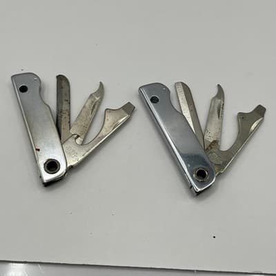 Vintage Lot of 2 Bassett USA Pocket Knife Rheem Westinghouse First In Metering - Image 1