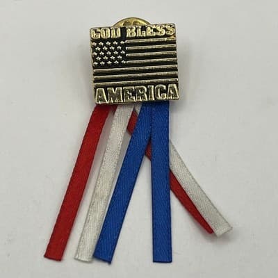 USA Figure Skating Pin Lot Olympic Patriotic God Bless America Ribbon Lapel Pins - Thumbnail 7