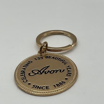 Vintage Avon 135th Anniversary Keychain CPC House Logo Gold Tone Sign of Quality - Thumbnail 5