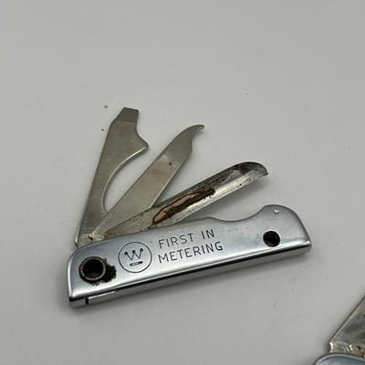 Vintage Lot of 2 Bassett USA Pocket Knife Rheem Westinghouse First In Metering - Thumbnail 7