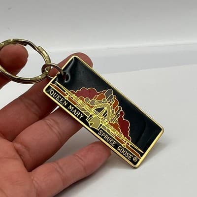 Vintage Queen Mary Spruce Goose Keychain Pinnacle Designs Gold Tone Enamel - Thumbnail 7