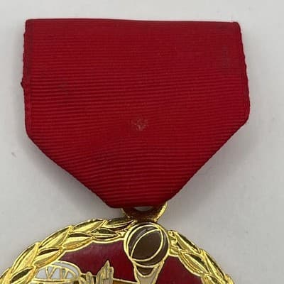 Vintage 1983 Margarita Basketball Medal Red Ribbon Enamel Gold Tone Sport Trophy - Thumbnail 2