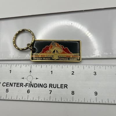 Vintage Queen Mary Spruce Goose Keychain Pinnacle Designs Gold Tone Enamel - Thumbnail 8