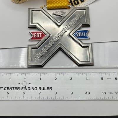 American Grappling Federation AGF Medal Large Silver X Shape BJJ Jujitsu Trophy - Thumbnail 8