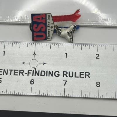 USA Figure Skating Pin Lot Olympic Patriotic God Bless America Ribbon Lapel Pins - Thumbnail 6