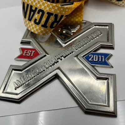 American Grappling Federation AGF Medal Large Silver X Shape BJJ Jujitsu Trophy - Thumbnail 5