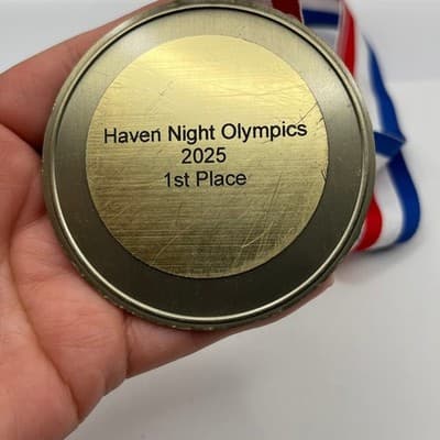 Vintage 1st Place Medal Haven Night Olympics 2025 Award Ribbon Red White Blue - Thumbnail 4