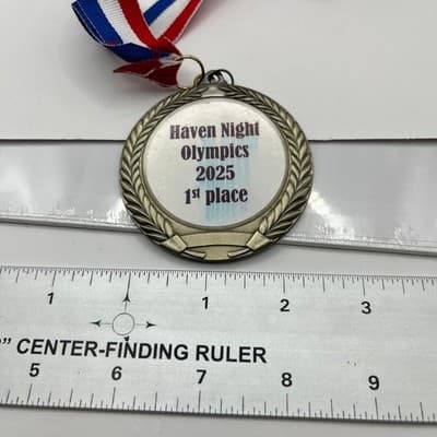 Vintage 1st Place Medal Haven Night Olympics 2025 Award Ribbon Red White Blue - Thumbnail 5