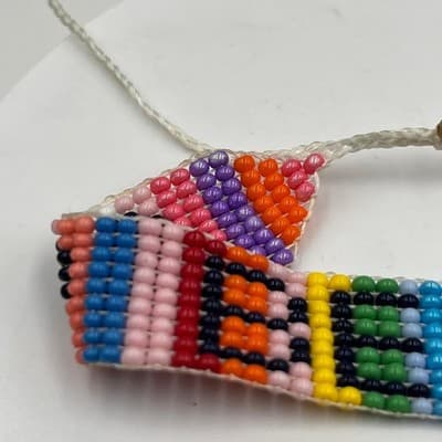 Vintage Colorful Beaded Friendship Bracelet Seed Bead Woven Boho Tribal Style - Thumbnail 4