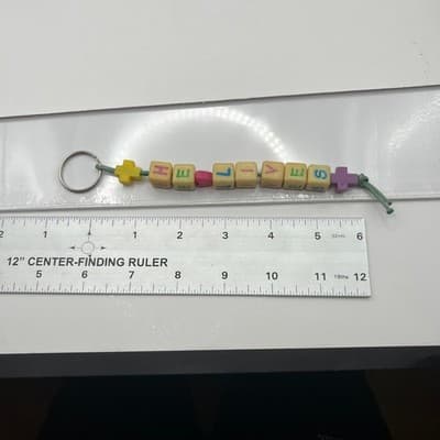 Vintage He Lives Christian Keychain Religious Faith Beaded Charm Cross Pendant - Thumbnail 7