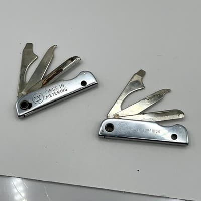Vintage Lot of 2 Bassett USA Pocket Knife Rheem Westinghouse First In Metering - Thumbnail 2
