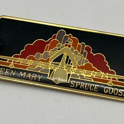 Vintage Queen Mary Spruce Goose Keychain Pinnacle Designs Gold Tone Enamel - Thumbnail 2