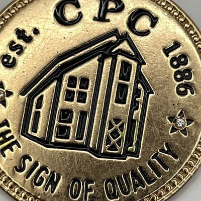 Vintage Avon 135th Anniversary Keychain CPC House Logo Gold Tone Sign of Quality - Thumbnail 3