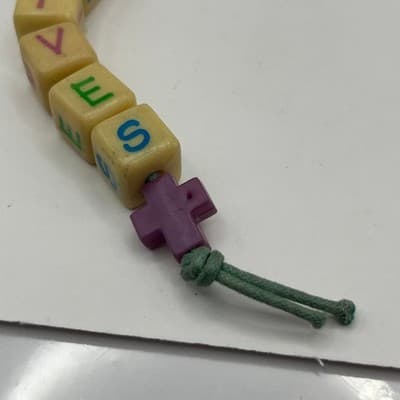 Vintage He Lives Christian Keychain Religious Faith Beaded Charm Cross Pendant - Thumbnail 3