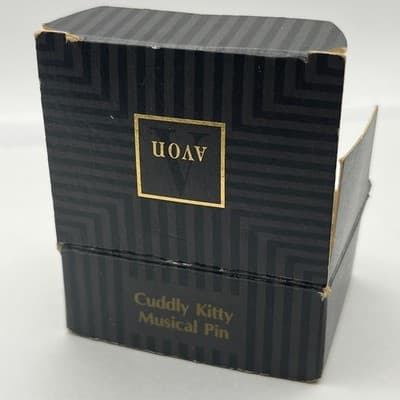 Vintage Avon Cuddly Kitty Musical Pin Christmas Ornament Cat Red Ball Boxed Rare - Thumbnail 9
