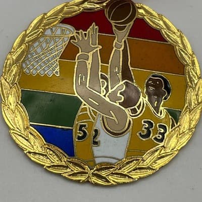 Vintage 1983 Margarita Basketball Medal Red Ribbon Enamel Gold Tone Sport Trophy - Thumbnail 3