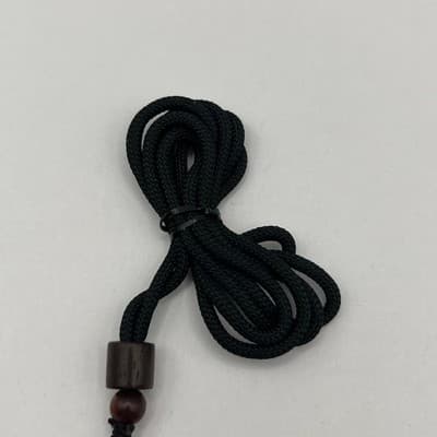 Vintage Handcrafted Wood Cross Necklace Brown Wood Pendant Black Cord Religious - Thumbnail 3