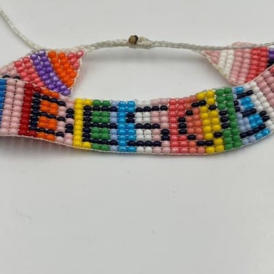 Vintage Colorful Beaded Friendship Bracelet Seed Bead Woven Boho Tribal Style - Thumbnail 3