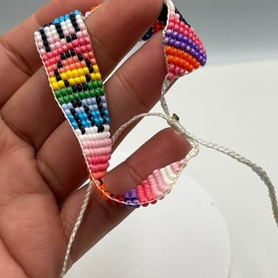 Vintage Colorful Beaded Friendship Bracelet Seed Bead Woven Boho Tribal Style - Thumbnail 5