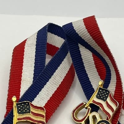 USA Figure Skating Pin Lot Olympic Patriotic God Bless America Ribbon Lapel Pins - Thumbnail 13