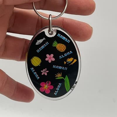 Vintage 1996 Hawaii Aloha Keychain Souvenir Pineapple Hibiscus Tropical Classic - Thumbnail 5
