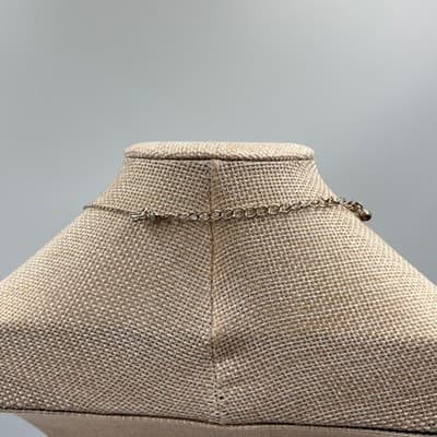 Vintage Silver Tone Circle Pendant Necklace Rhinestone Halo Minimalist Elegant - Thumbnail 8