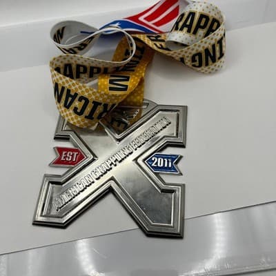 American Grappling Federation AGF Medal Large Silver X Shape BJJ Jujitsu Trophy - Thumbnail 4