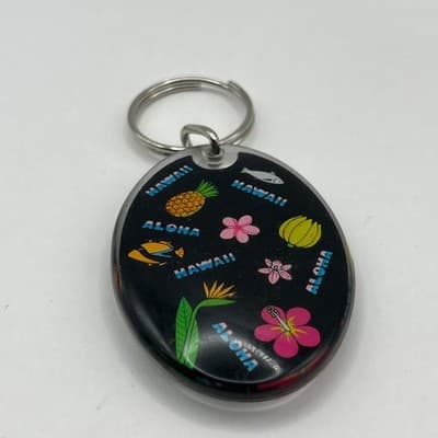 Vintage 1996 Hawaii Aloha Keychain Souvenir Pineapple Hibiscus Tropical Classic - Thumbnail 3