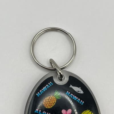Vintage 1996 Hawaii Aloha Keychain Souvenir Pineapple Hibiscus Tropical Classic - Thumbnail 2