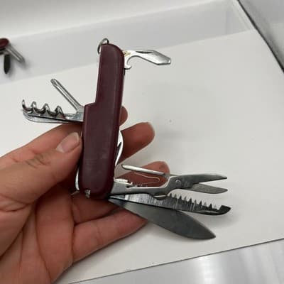 VTG Pocket Knife Multi Tool Lot of 7 Stainless China Red Folding Blade Estate - Thumbnail 12