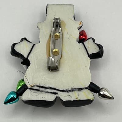 VTG Yuletide D'Lights Snowman Pin Christmas Light String Brooch A.D.M #YT-LB109 - Thumbnail 6