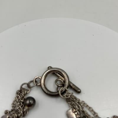 Vintage Multi Chain Charm Bracelet Dark Pearl Bead Heart Dangle Classic Fashoin - Thumbnail 2