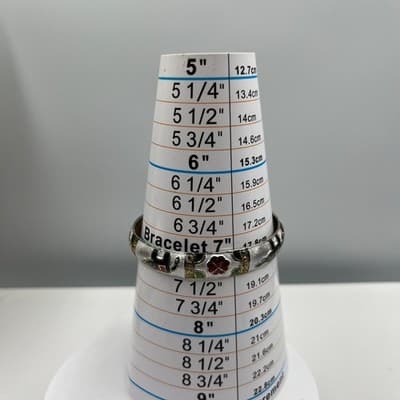 Vintage Gold Tone Flat Mesh Bangle Bracelet Elephant Floral Enamel Bohemian Gift - Thumbnail 8