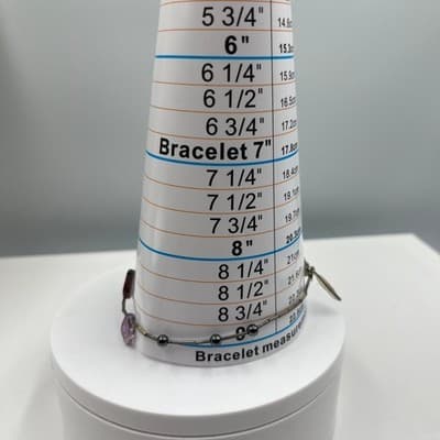 Vintage Liquid Silver Bead Bracelet Hematite Purple Glass Leaves Feather Charm - Thumbnail 6