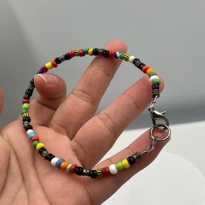 Vintage Colorful Mixed Seed Bead Bracelet Multicolor Glass Beads Lobster Clasp - Thumbnail 4