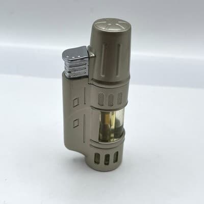 Vintage Industrial Style Butane Torch Lighter Refillable Windproof Silver Tone - Image 1