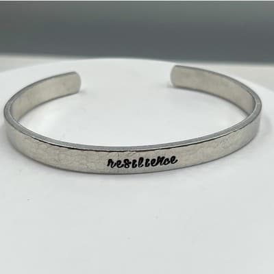 Custom Personalized Resilience Silver Cuff Bracelet Legacy of Love Memorial Gift - Image 1