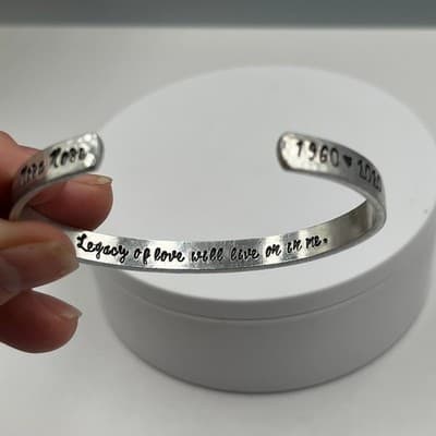 Custom Personalized Resilience Silver Cuff Bracelet Legacy of Love Memorial Gift - Thumbnail 4